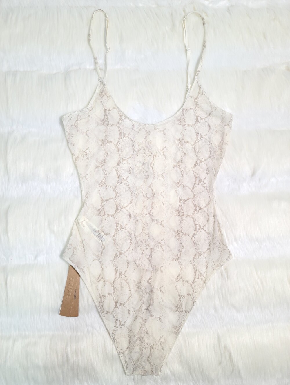 SKIMS Milky Sheer Intimates Bodysuit Stone Pastel Snakeskin Women XS NEW